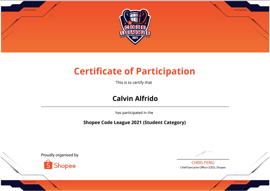 Shopee Code League Participant